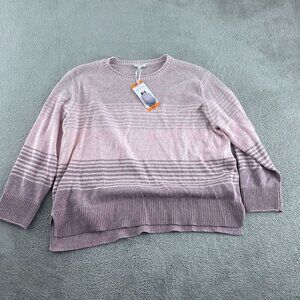 Ella Moss Womens Pink & Purple Gradient Stripe Sweater XXL Cotton Blend NWT 2047